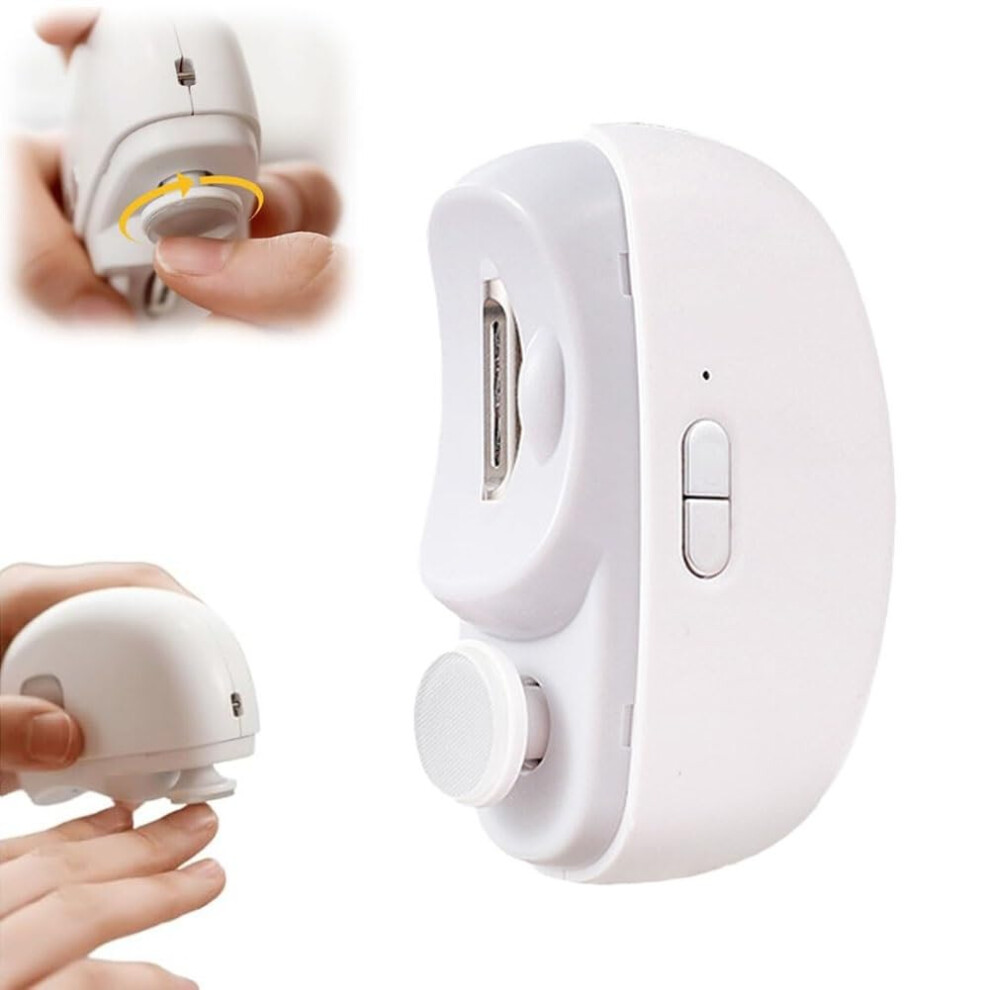 Electric Nail Clippers for Seniors and Babies, 2 in 1 Automatic Nail Trimmer with Polishing, Low Noise White