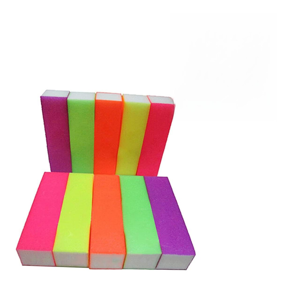 10pcs Nail Buffer Block Sponge File for Manicure Pedicure, Washable AllSided Sanding, Random Colors