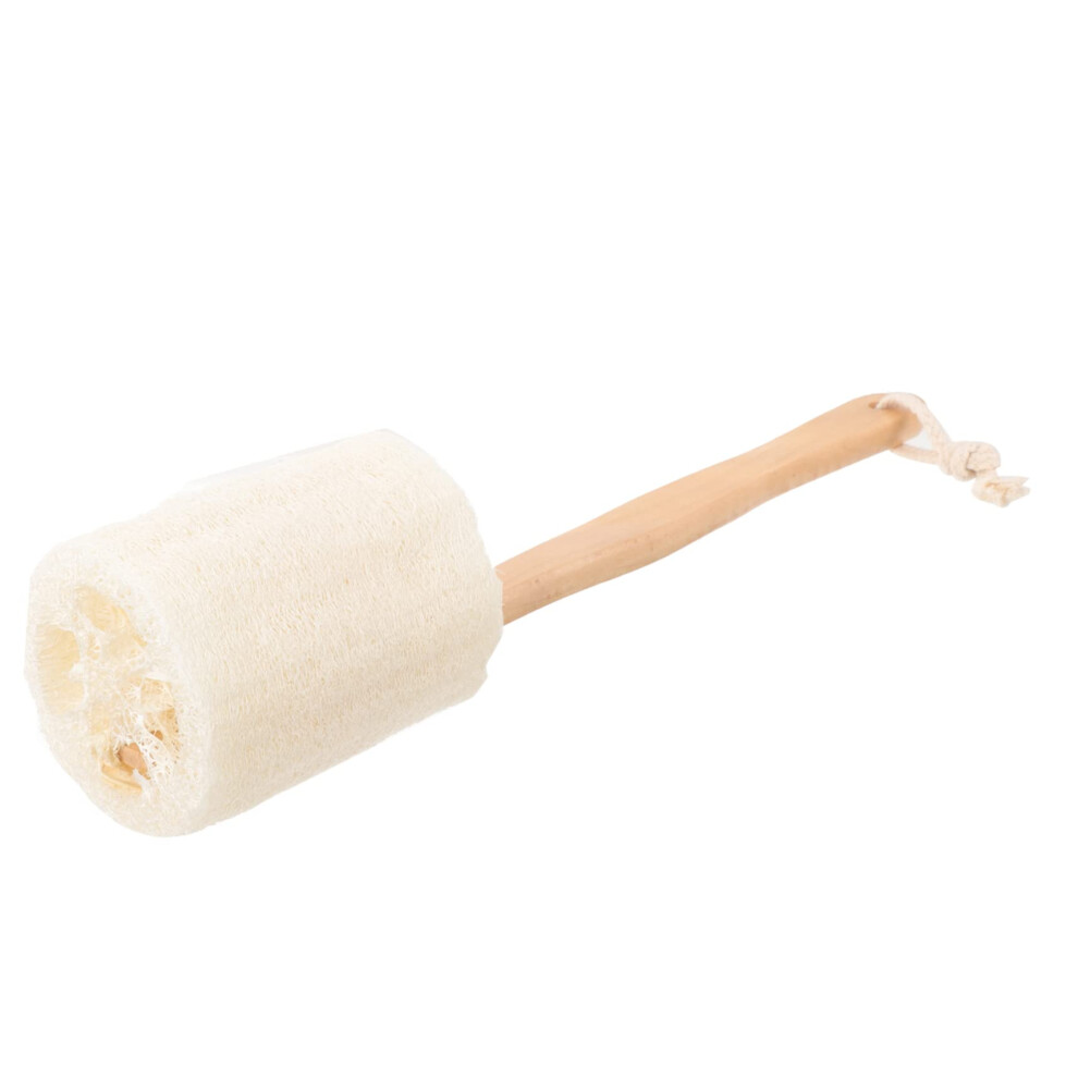 Long Handle Loofah Bath Brush for Deep Skin Exfoliation and Wooden Back Scrubber for Shower