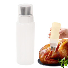 Oil Dispenser Brush with Measuring Scale, HeatResistant Silicone, LeakProof 175ml Grey