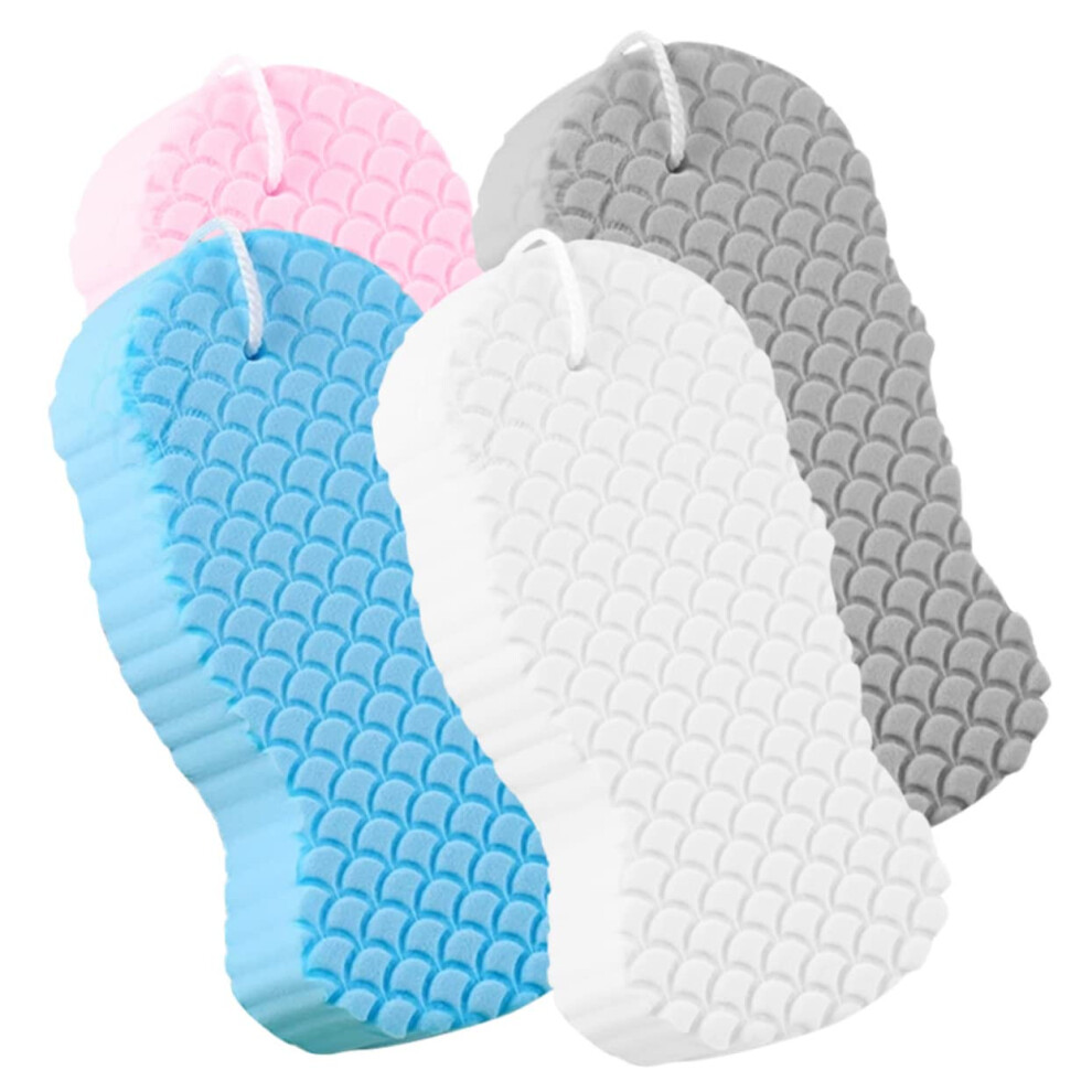 Beatifufu 4pcs Soft NonScratch Bath Sponge Set Gentle Exfoliating Body Scrubber for Shower and Travel