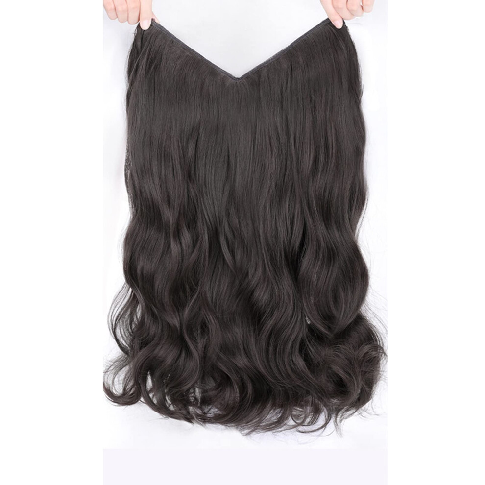 Unisex Black,Brown Human Hair Wig Onepiece Long Curly Clip In Extensions Ushaped Brown Black 60Cm Natural Volume