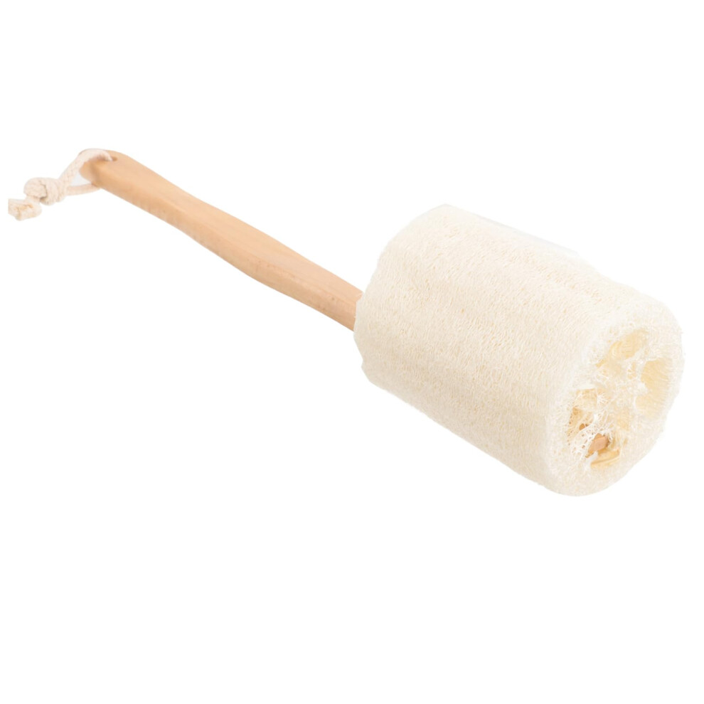 Loofah Bath Brush with Long Wooden Handle, Natural Body Exfoliating Scrubber for Shower