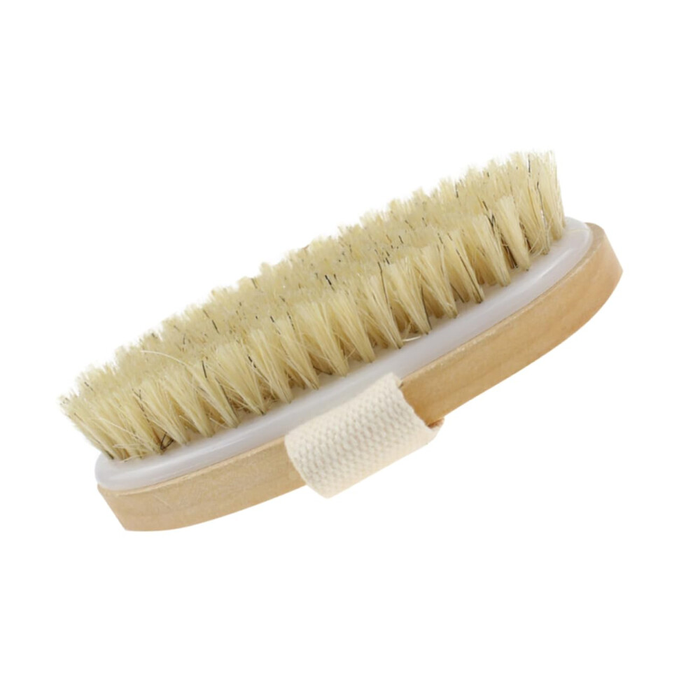 Natural Wood Bath Brush with Boar Bristles, Handheld Body Scrubber for Cellulite Removal and Exfoliation