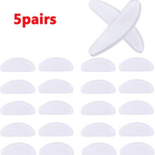 (White-5pairs) Silicone Glasses Nose Pads Invisible Non-Slip Soft Nose Pads Self Adhesive Glasses Nose Holder Sticker Pads Eyewear Accessories