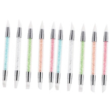 10pcs Double Head Nail Art Dotting Tools Set with Silicone Tip Rhinestone Picker Pen
