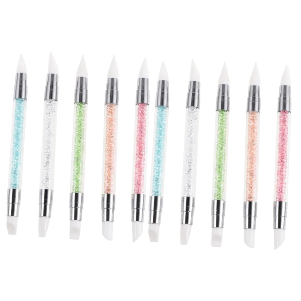 10pcs Double Head Nail Art Dotting Tools Set with Silicone Tip Rhinestone Picker Pen