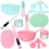 1 Set 18 Pièces Kit De Rose Et Vert Bols, Pinceaux 1
