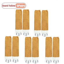 (Board Yellow-5Pairs) Winter Coral Fleece Socks Mid Calf Cute Cat Paw Design Thickened Warm Sleep Socks for Women Girls Indoor Cold Weather Wear