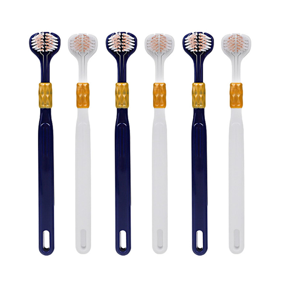 3Sided Toothbrush Pack of 6 With Soft Bristles, Travel FourSided Cleaning Dental Care Set for Adults and Children