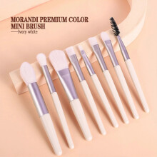 (04) 8pcs Makeup Brush Set for Face Loose Powder Blush Concealer Eyeshadow Radiant Look for Christmas Parties Travel-Friendly Design