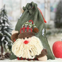 (Santa Claus) Large Candy Christmas Bags New Year Holiday Cartoon Apple Stockings Christmas Decorations for Home Linen Drawstring Gift