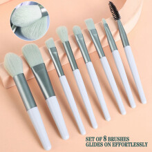 (01) 8pcs Makeup Brush Set for Face Loose Powder Blush Concealer Eyeshadow Radiant Look for Christmas Parties Travel-Friendly Design