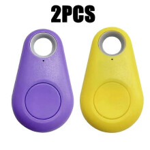 (Purple-Yellow) Mini Fashion Smart Dog Pets Bluetooth 4.0 GPS Tracker Anti-lost Alarm Tag Wireless Child Bag Wallet Key Finder Locator