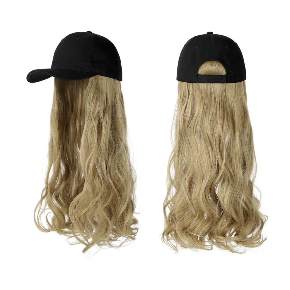 Wig Cap Baseball Cap with Long Wavy Synthetic Hair Extensions Adjustable Fit for Women Color 10