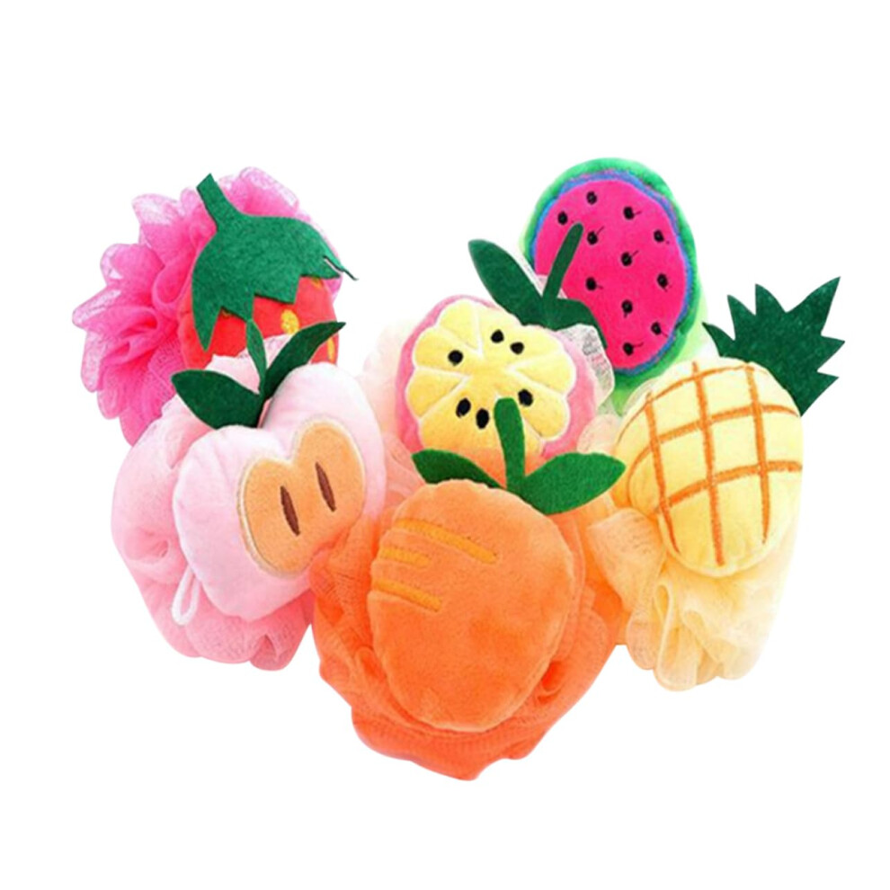 6pcs Fruit Shaped Bath Sponge and Shower Loofah for Gentle Exfoliation and Rich Lather Creation