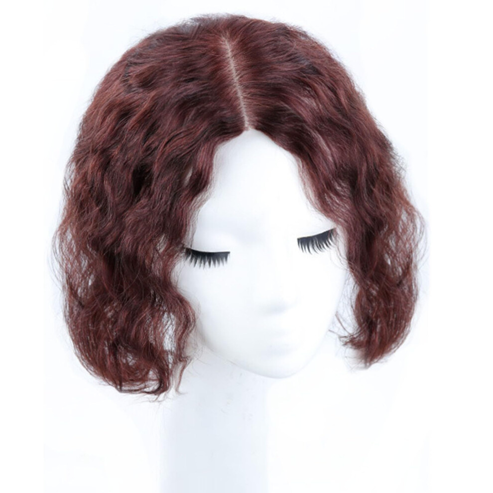 Unisex Human Hair Topper Silk Base Clip In Hairpiece For Women Thinning Hair Volume 13X14cm Left Part 22Cm