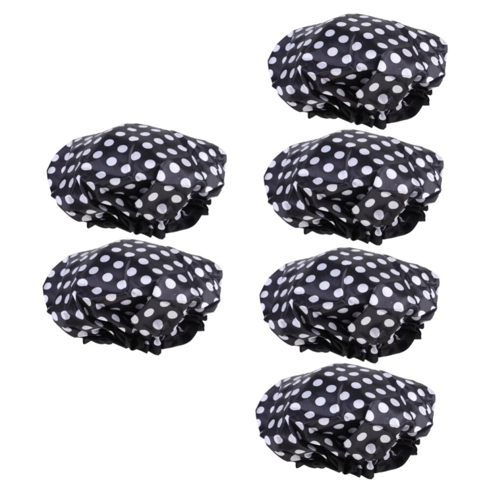 Shower Cap Set Waterproof Hair Protection EVA Reusable for Adults Bath Home Salon 6pcs