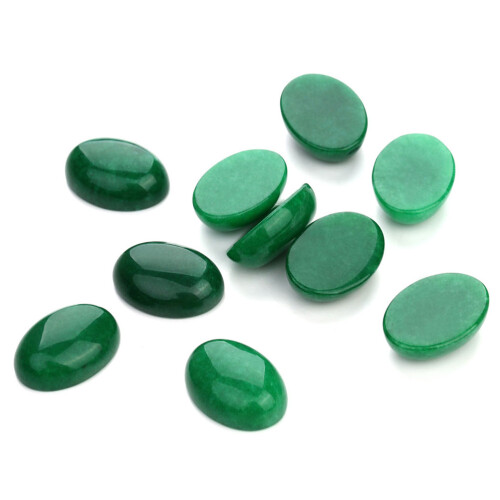 10Pièces Cabochons Ovale Vert Pour Création Et Artisanat 2