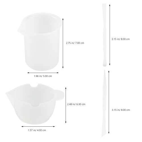 8Pièces Tasses Silicone Blanches Pour Mélange Pigments Avec Bâtonnet 1