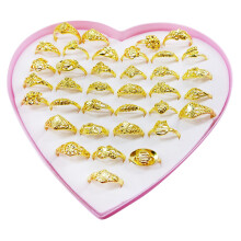 1Ensemble Coffret 36 Bagues Enfant Bijoux Costume Anneaux Multicolores