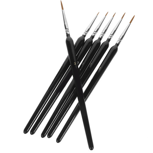 6Pièces Pinceaux Miniatures Poils Doux Manche Long Pour