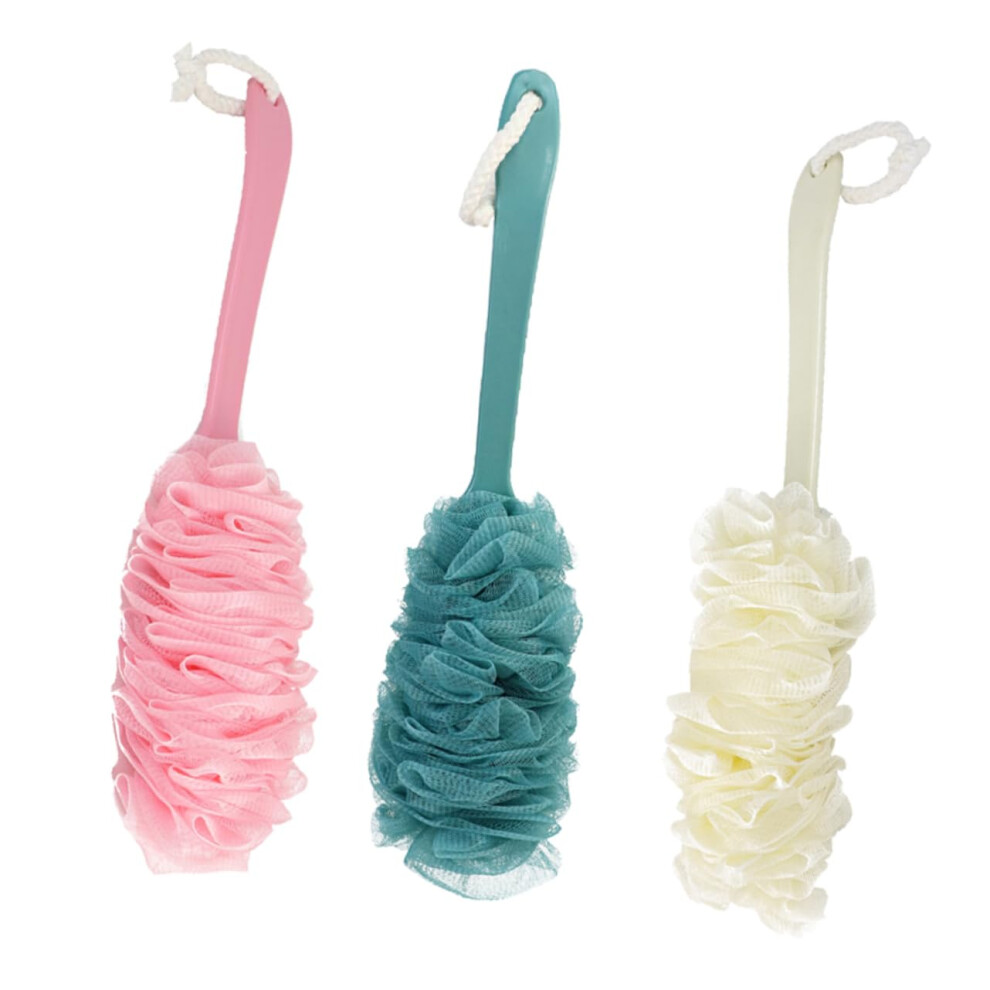 3pcs Long Handle Bath Brush Set Soft Bristle Back Scrubber for Gentle Exfoliation