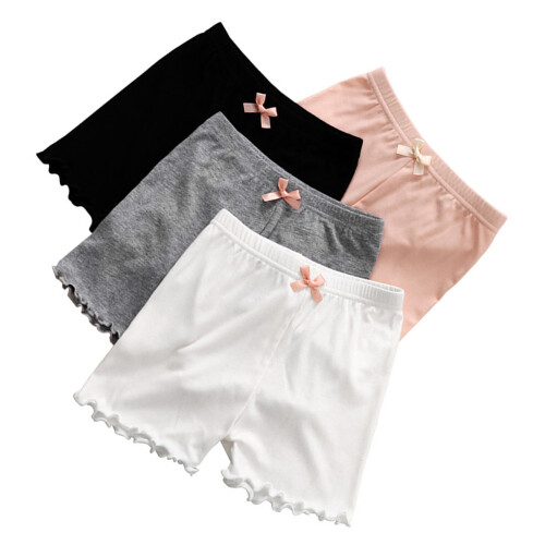 4Pièces Shorts Sécurité Fille Noir Coton Modal Confortable Élasticité