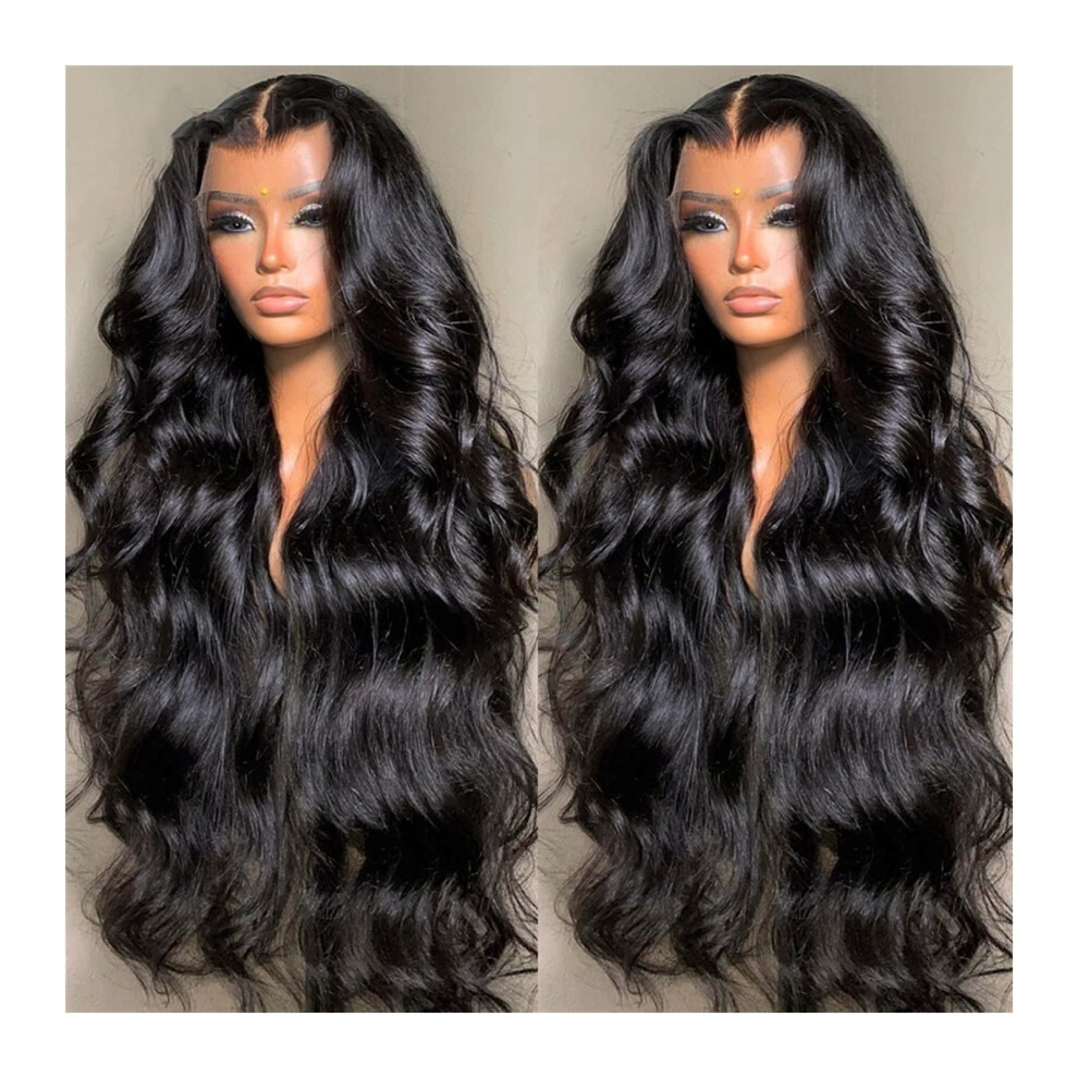 Unisex Human Hair Lace Front Wig Brazilian Body Wave 13X6 Hd Transparent Lace Pre Plucked Bleached Knots