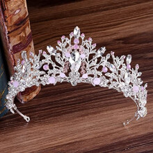 Vintage Baroque Bridal Tiara with Blue Crystal Heart and Hair Comb Wedding Crown for Women