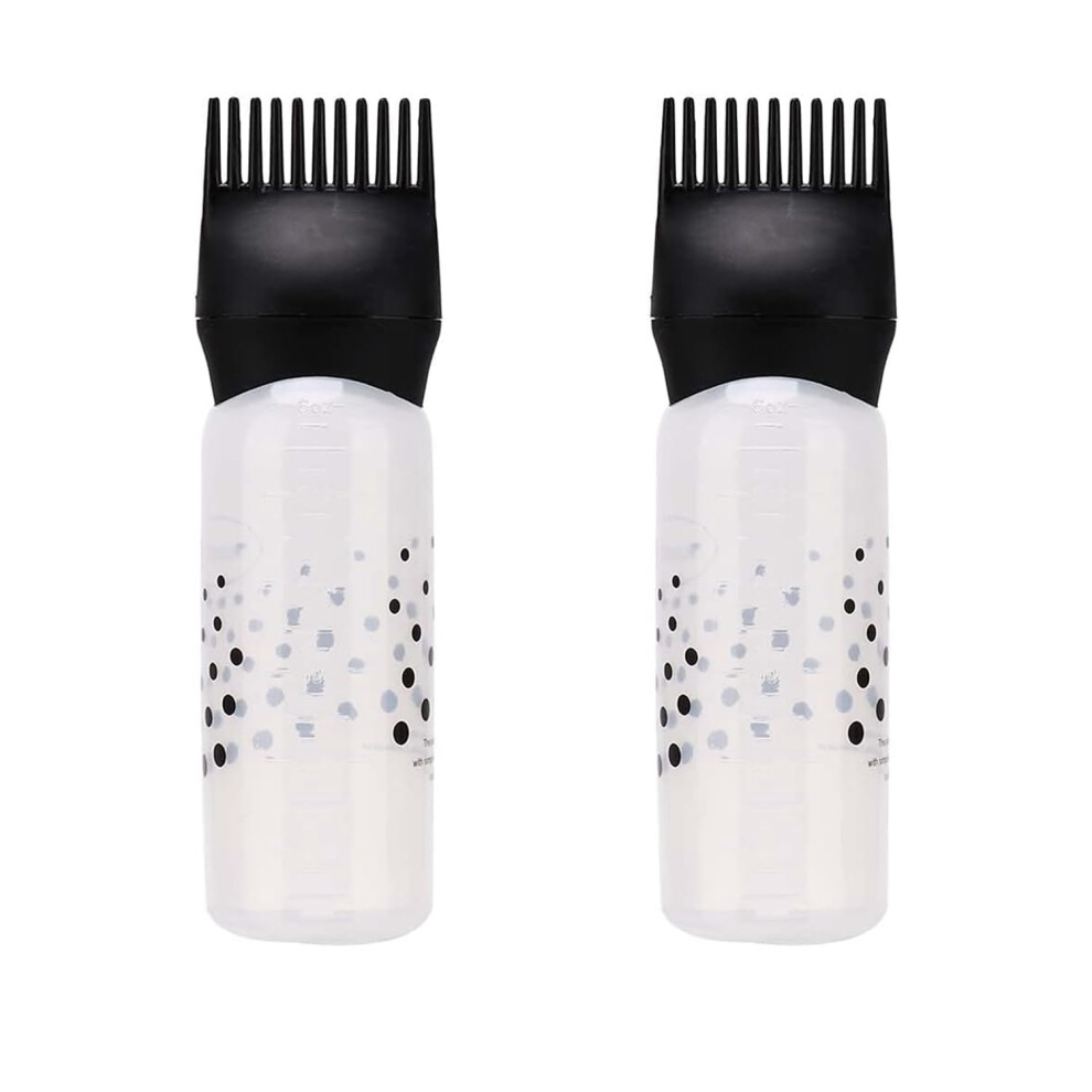 Black 2Pcs Hair Dye Applicator Bottle 160Ml Scalp Oil Applicator With Scale Comb Tip Spotted