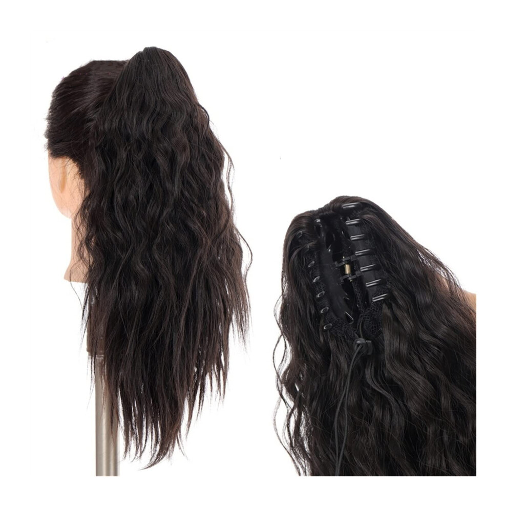 Unisex Ponytail Hair Extension Synthetic Curly Medium Wave Hairpiece With Secure Claw Clip For Women Color 004