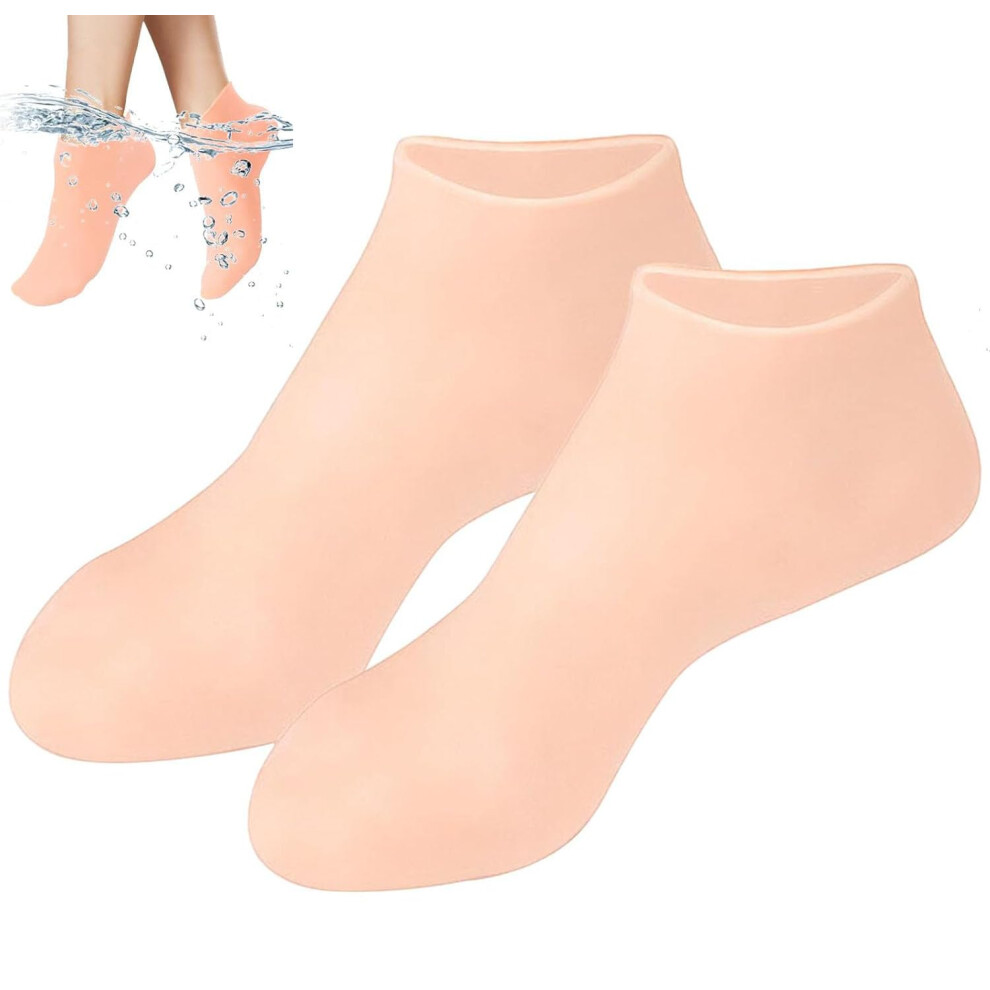 Moisturizing Gel Socks for Cracked Heel , Silicone Spa Foot Care Socks with NonSlip Grip