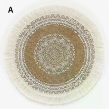 (A) 1PC Mat Coffee Cup Mats Table Placemat Nordic Style Non-slip Placemat Heat Insulation Furniture Decoration Round Flower Print