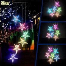 (star) LED Solar Wind Chime Crystal Ball Hummingbird Wind Chime Light Color Changing Waterproof Hanging Solar Light for Home Garden