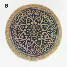 (B) 1PC Mat Coffee Cup Mats Table Placemat Nordic Style Non-slip Placemat Heat Insulation Furniture Decoration Round Flower Print
