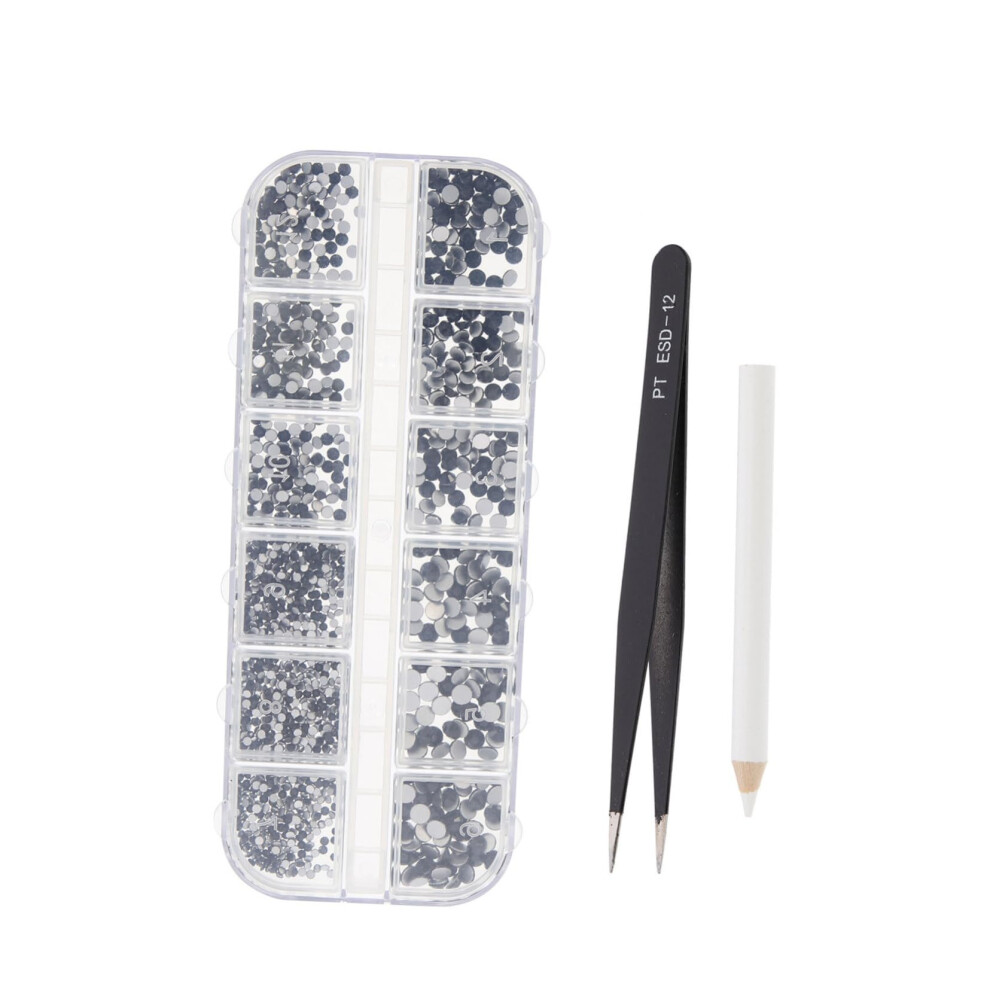 Nail Art Decorations Kit with Rhinestones and Tweezers for Elegant DIY Manicure and Salon Use