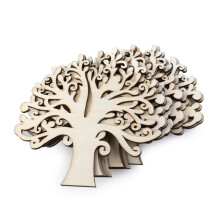 Blank Wooden Tree Embellishments 10Pcs Set Unfinished Wood Ornaments For Family Tree Weddings DIY Scrapbooking Wood Color