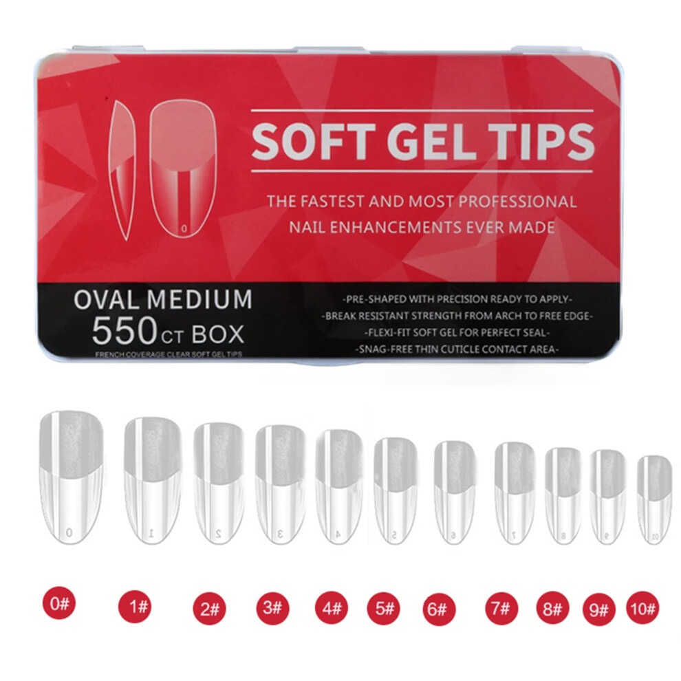 Soft Gel Nail Tips Full Cover Coffin Almond Square Stiletto Clear Press On Nails for Nail Art