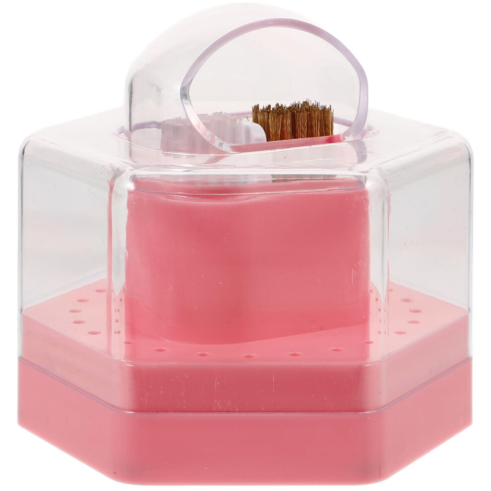 Pink Nail Drill Bit Organizer Case With Dustproof Protection For Manicure Grinding Heads,