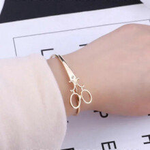 (Gold-color) New Women's Fashion Silver Stainless Steel Scissors Bracelet Adjustable Bangle For Couple Jewelry Retro Accessories