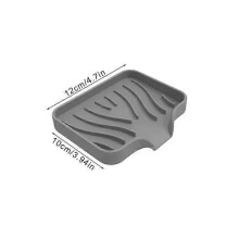 (Grey-S) New Silicone Soap Dish Holder Sink Draining Rack Soap Box Holder Rack Tray Drainable Non-slip Bathroom Accessories Drain Rack