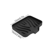 (Black-S) New Silicone Soap Dish Holder Sink Draining Rack Soap Box Holder Rack Tray Drainable Non-slip Bathroom Accessories Drain Rack