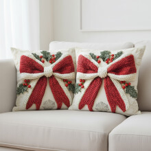 (Red) Christmas Pillow Covers 17.7x17.7 Inches Decorative Pillow Cases With Soft Fabric Hidden Zipper For Home Decor