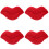 4Pcs Red Plush Lip Cushions Soft Cotton Decorative Sofa Throw Pillows 11