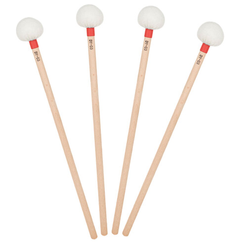 8Pcs Red Handle White Felt Drum Mallets for Symphony and School Bands 2