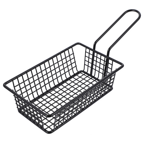2Pcs Black Iron Fried Food Basket with Handle Easy Drain Colander Tool 2