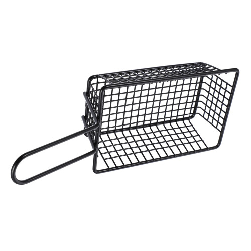 2Pcs Black Iron Fried Food Basket with Handle Easy Drain Colander Tool 1