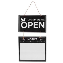 2Pcs Wear-Resistant Black Wooden Open Closed Door Sign for Shops