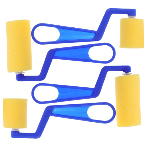 16Pcs Kids Paint Sponge Roller Brush Set Blue Soft Ergonomic Handle